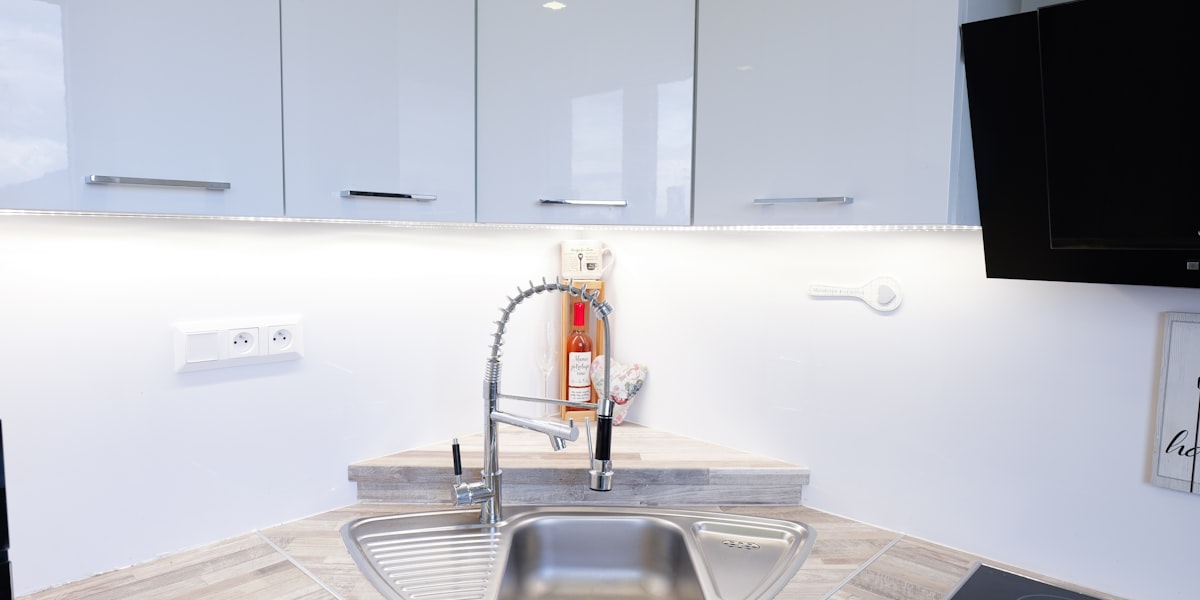 Modern kitchen sink with professional plumbing